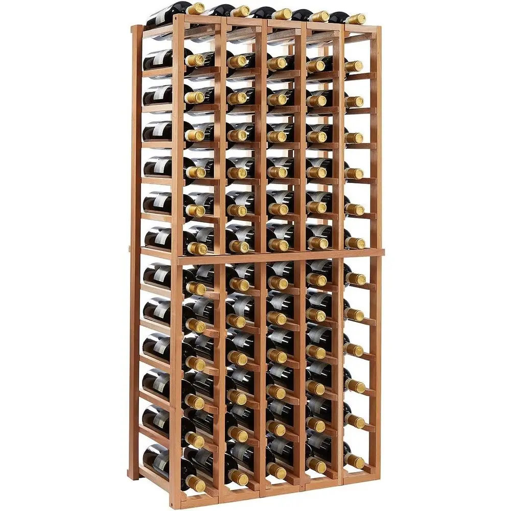 

Stackable 5-Column Wooden Wine Rack for 60 Bottles - Modern Home Decor & Bar Cabinet Storage