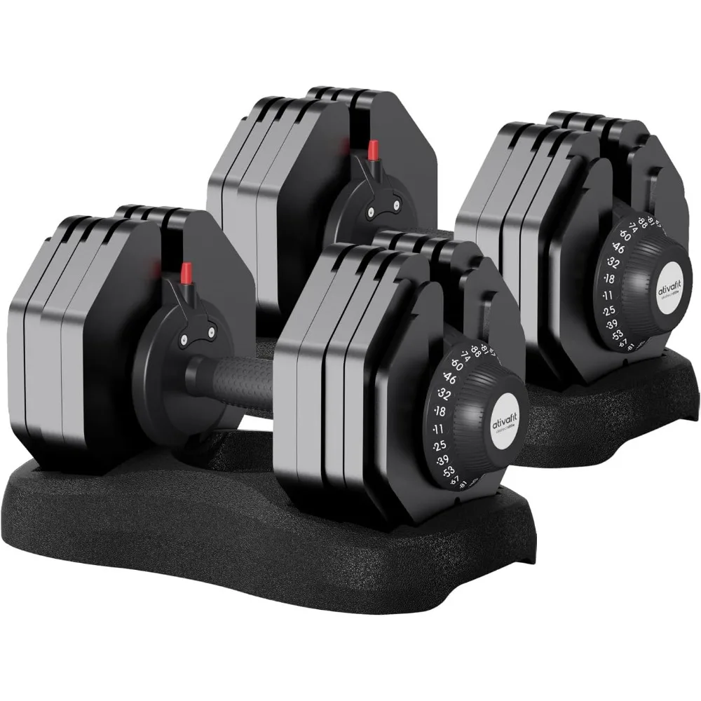 27.5 LBS/66LBS/88LBS Adjustable Dumbbell Set with Anti-slip Handle 12 In 1 Quick Dial Adjustment Weights