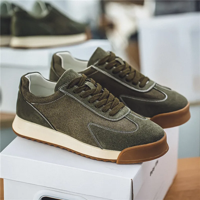 

Vintage Suede Sneakers Man Green Breathable Original Men's Sneakers Fashion Platform Casual Retro Shoes Men zapatillas de hombre