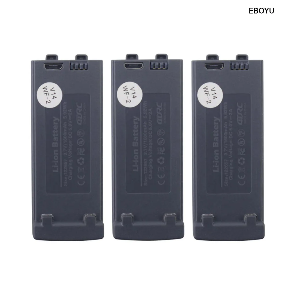 

EBOYU 3.7V 1600mAh RC Drone Li Battery for 4D-V14 4DV14 RC Drone Quadcopter Helicopter Replacement Battery