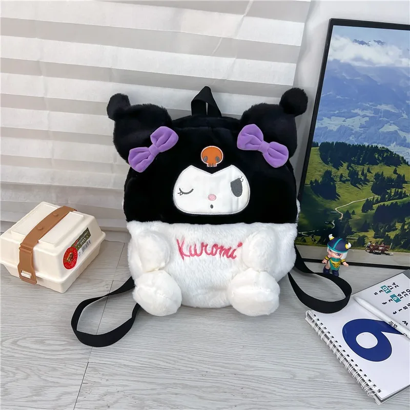 

Melody большая сумка для женщин, милый дизайнерский японский стиль, роскошная плюшевая сумка на плечо Kuromi с героями мультфильмов, модный школьный рюкзак для девочек