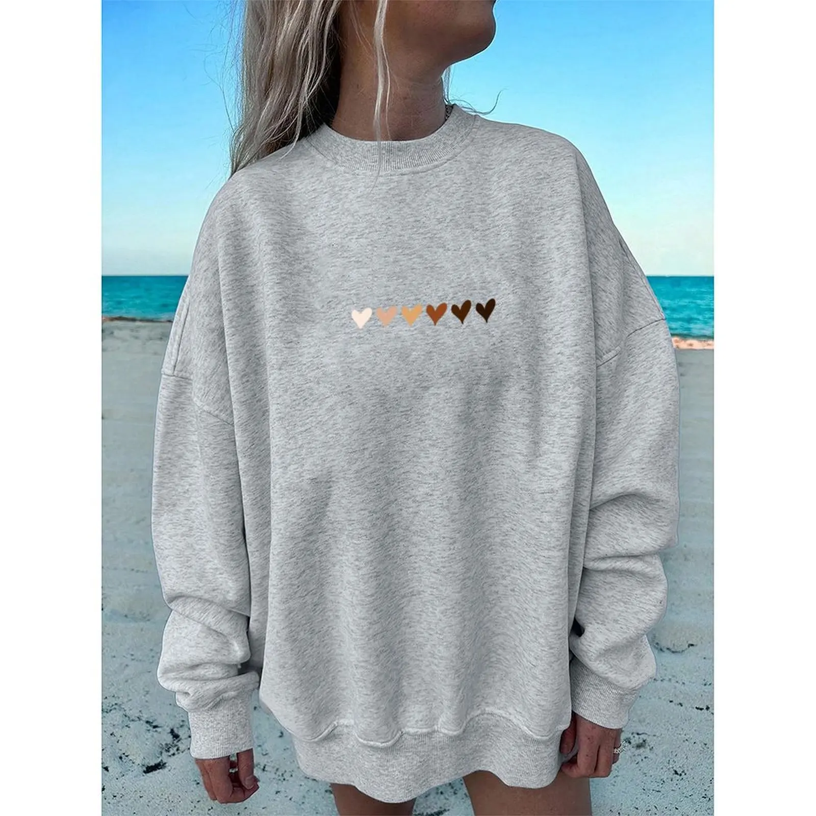 

Women's Sweatshirts O-Neck Printed Pattern Loose Casual Sports Pullovers Comfortable Velvet Long Sleeve Sweater Winter For Women