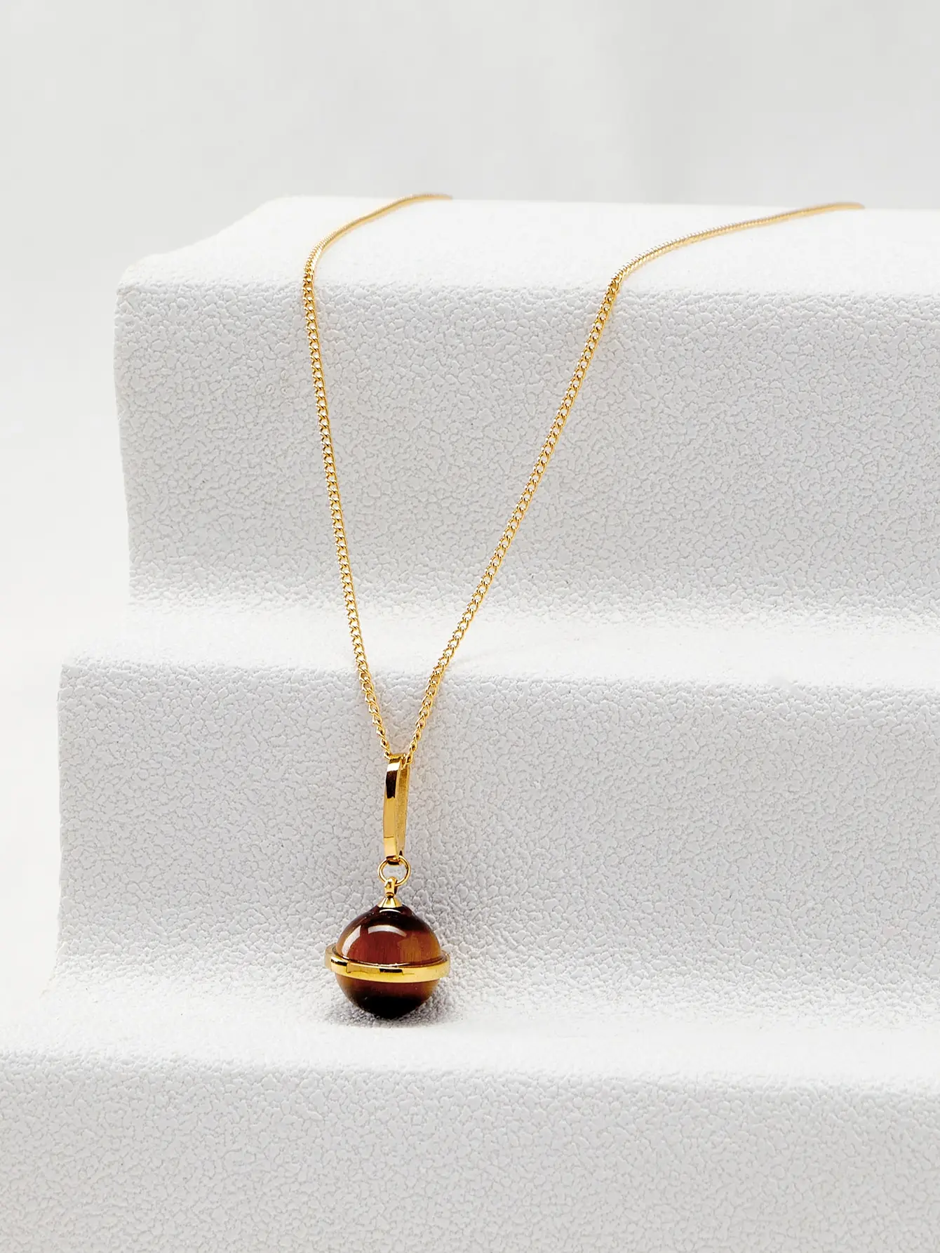 

Joya Love Natural Tiger Stone Pendant Necklace For Women Stainless Steel Gold Color Chain Necklace Fashion Jewelry