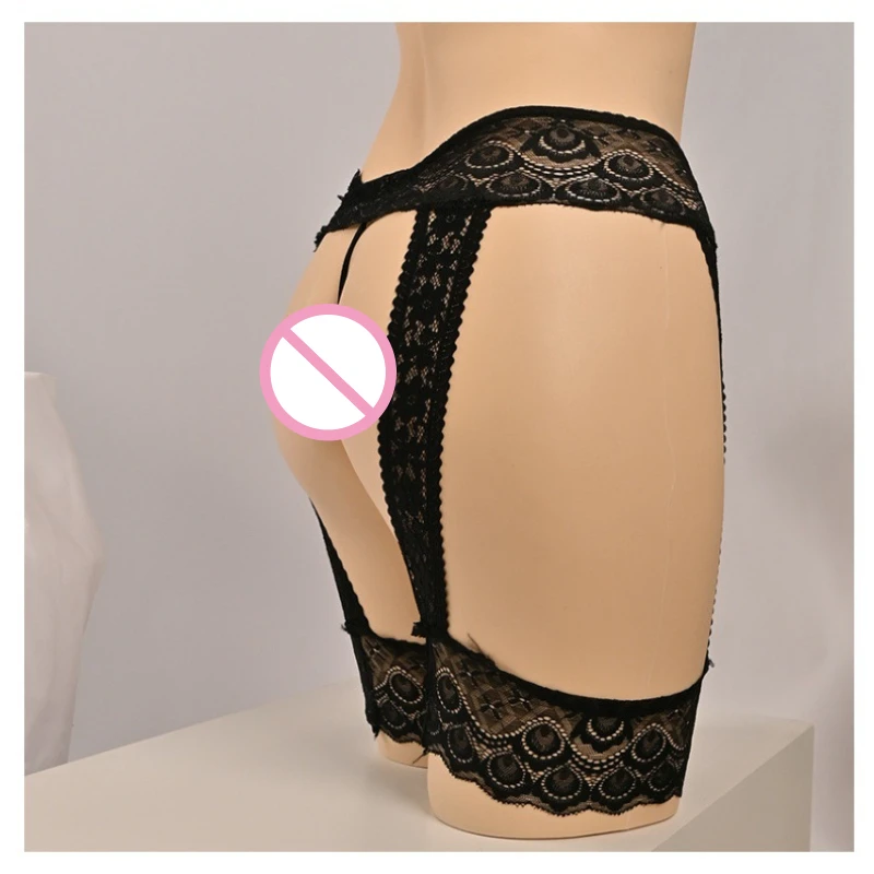 Men Underwear Lingerie G-String Garter Belt Ultrathin Hollow Out See Through Boxers Sissy Pouch Panties Peni Sleeve Briefs