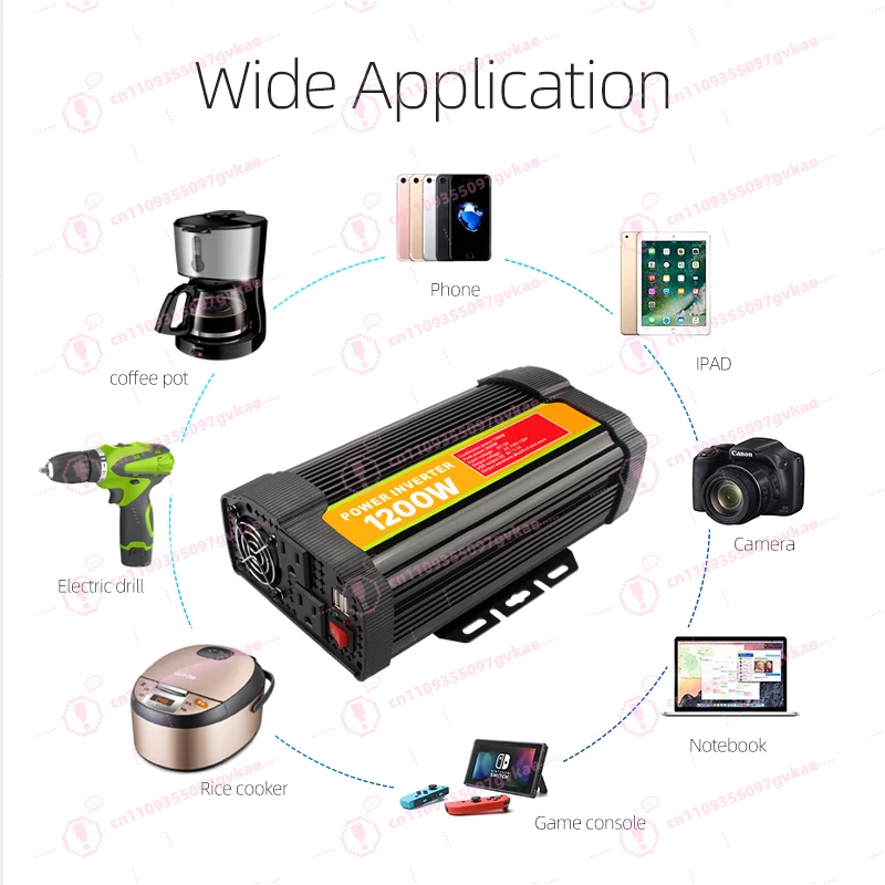 1200W Corrected Sine Wave Single-phase Power Inverter, Suitable for Automotive and Household Air Conditioners 12V/24V 110V/220V view 4