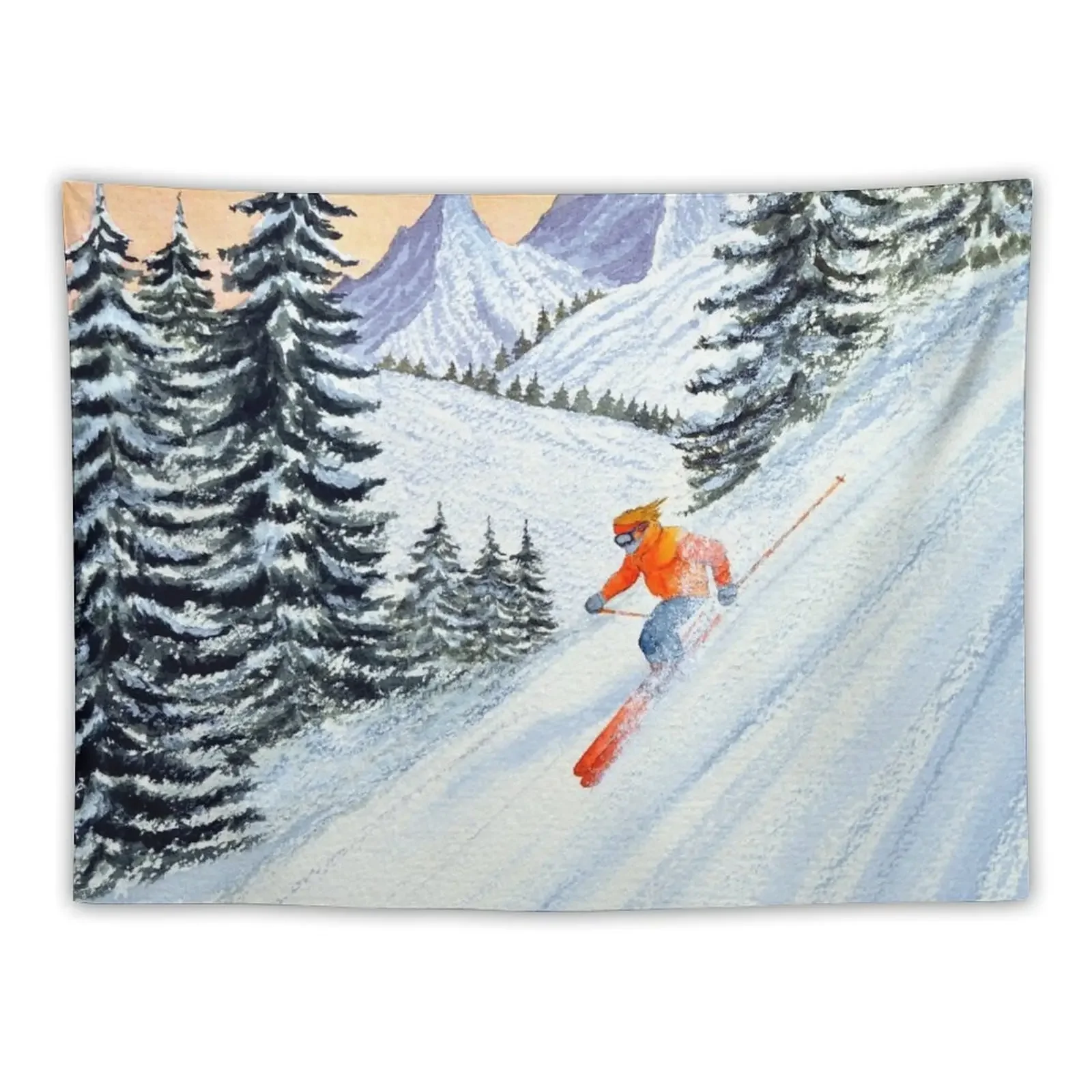 Skiing - The Clear Lady Leader Tapestry Outdoor Decor Wall Decor Tapestry