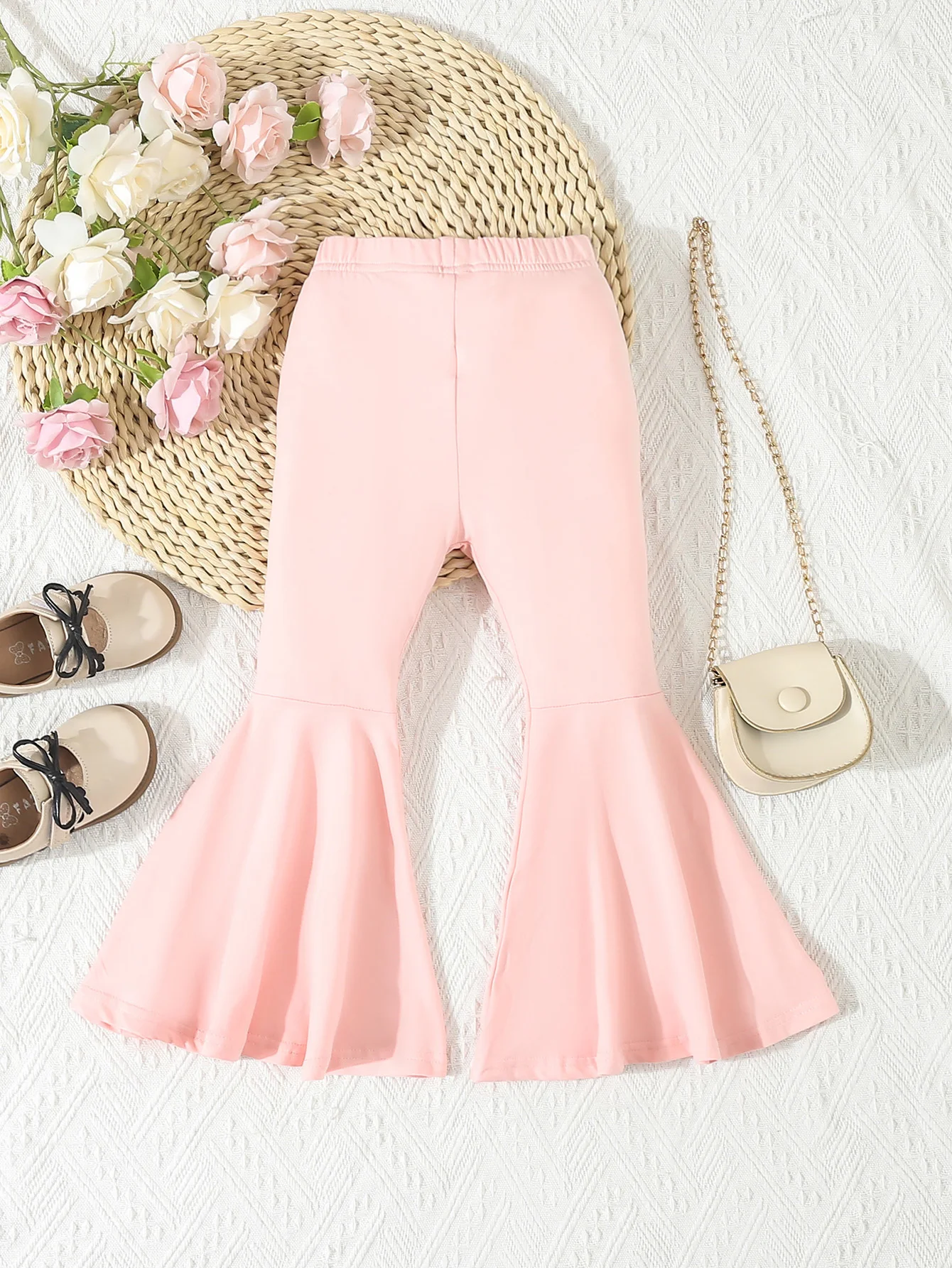 Autumn Kids Girls Clothing Solid Color Bell-bottoms Elastic Waist Flared Trousers Leggings Toddler Infant Girl\'s Clothing