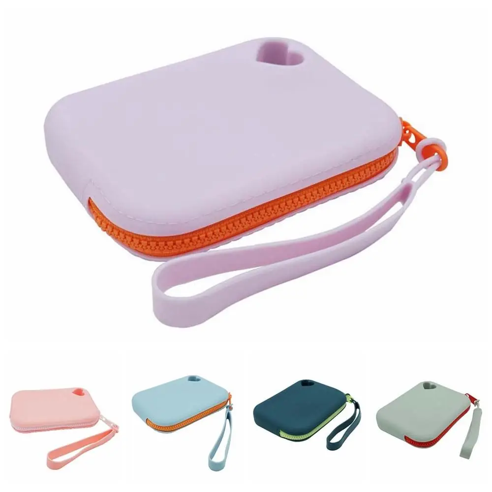 Solid Color Silicone Coin Purse Wallet With Lanyard Rectangle Simple Makeup Lipstick Bag Money Bag Handbag