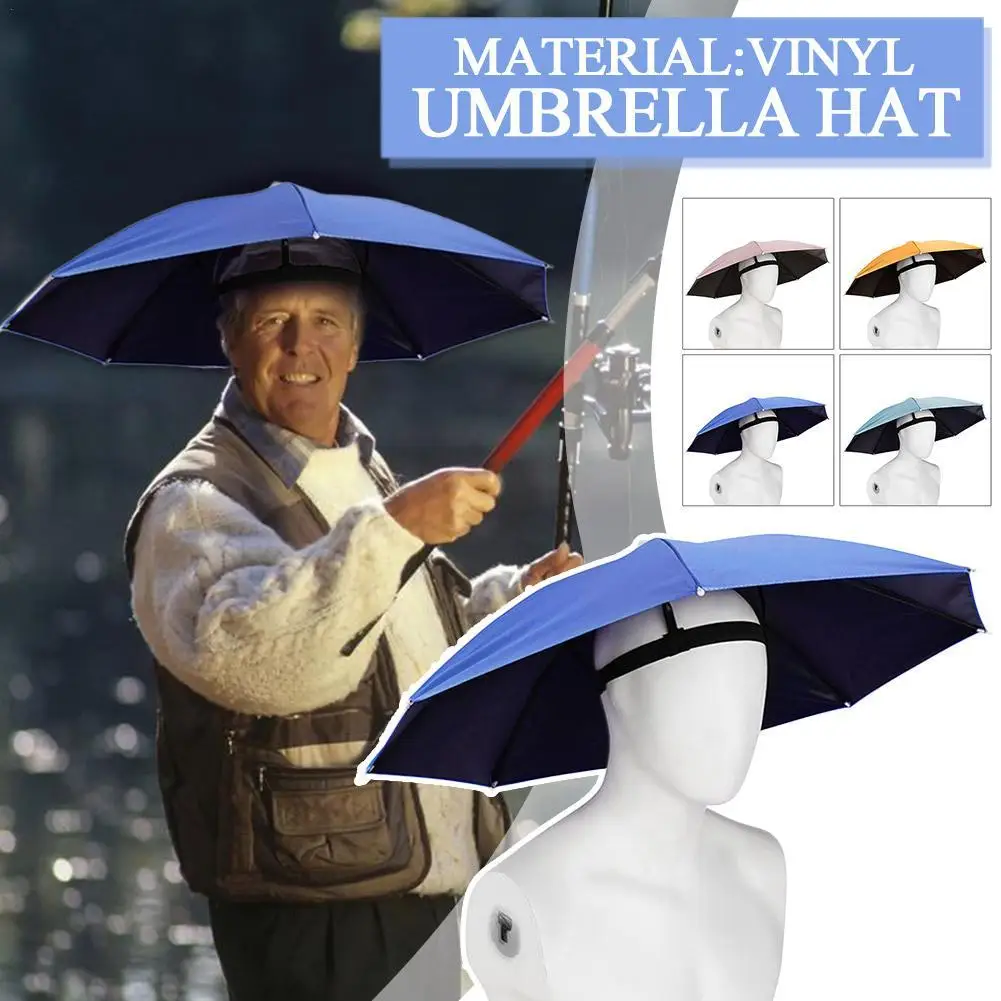 Portable Rain Hat Outdoor Fishing Umbrella Sun Shade Anti-UV Camping Fishing Headwear Cap Beach Head Hats Accessory