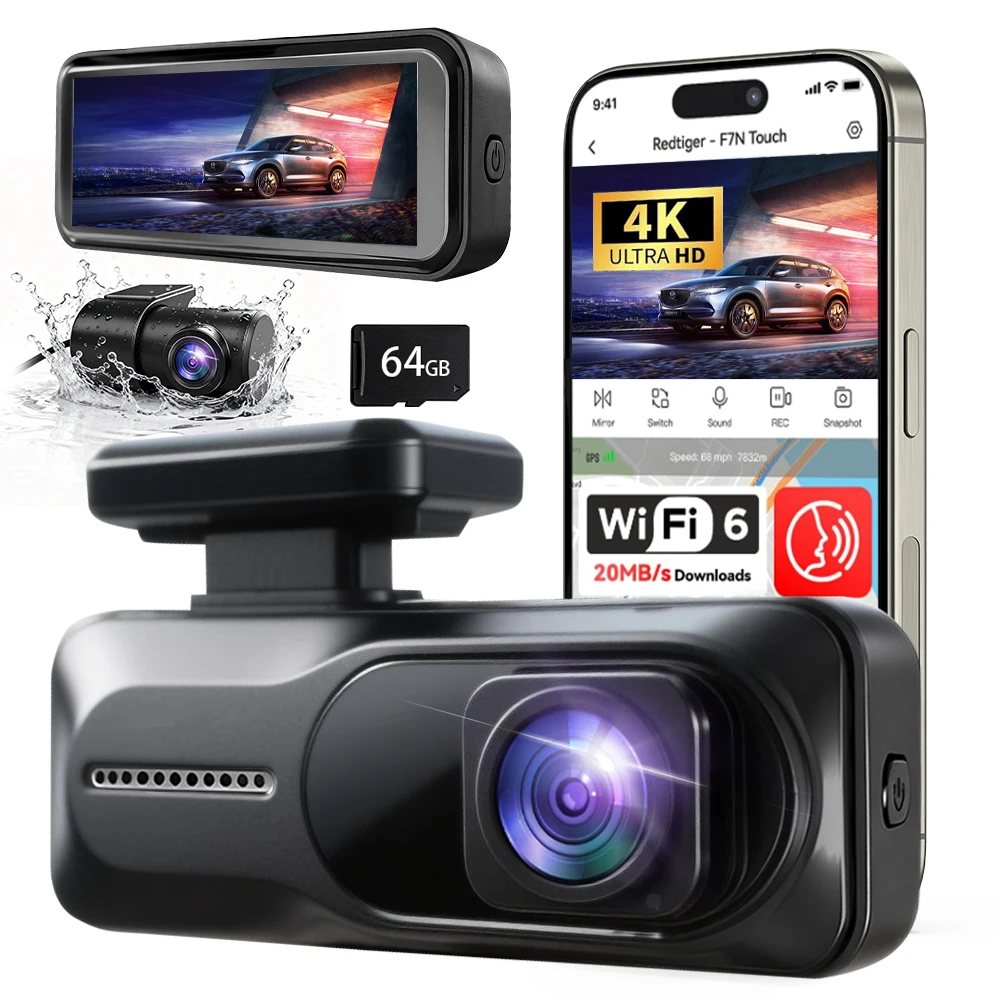 Dash Cam,Dual Lens,4K UHD Recording Car Camera DVR Night Vision Video Recorder G-Sensor Wi-Fi Room Black Box Rear View Camera