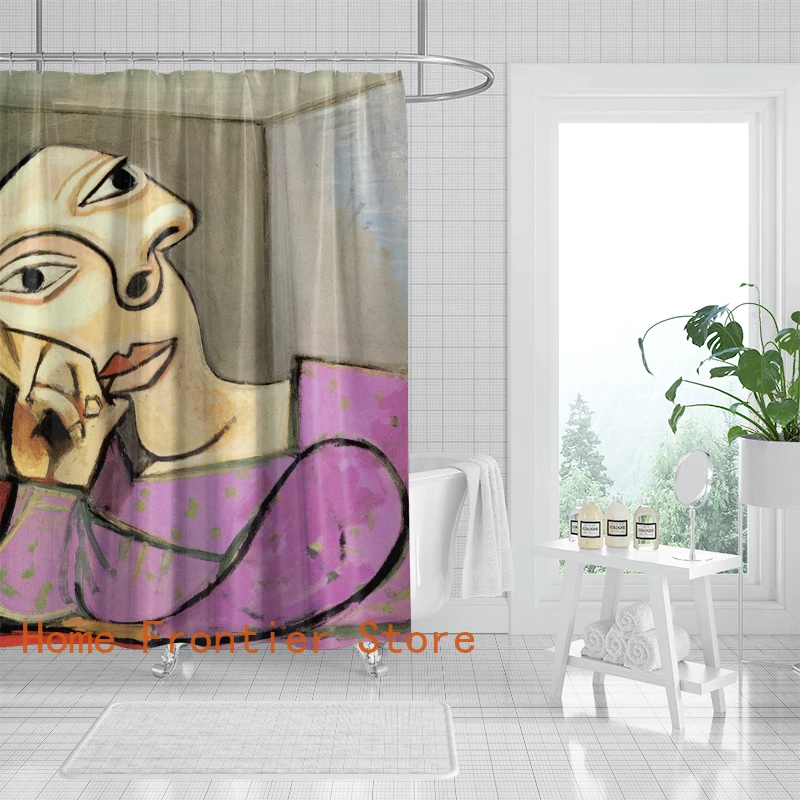 

Magic Tape Partition Shower Curtain - Adjustable & Stylish Bathroom Privacy Screen