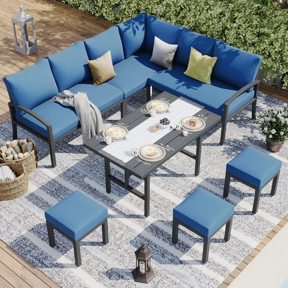 Patio Furniture Set,7Pieces Outdoor Conversation Set patio furniture with waterproof,Sectional Sofa with High Dining Table&Chair