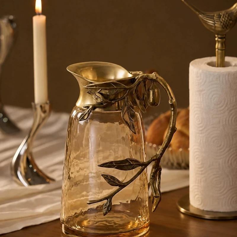 Light luxury brass retro cold kettle home desktop decoration ornament home dining table water cup pot