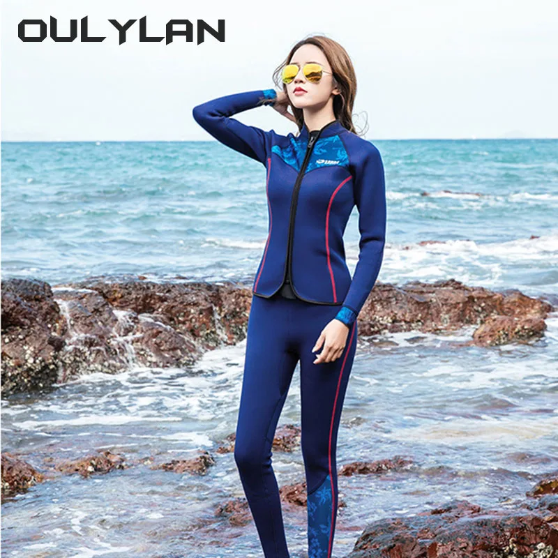 Women Two-piece Diving Set Long Pants Keep Warm Swimming Jacket Snorkeling 3mm Wetsui 2024t Professional Diving Clothes NEW