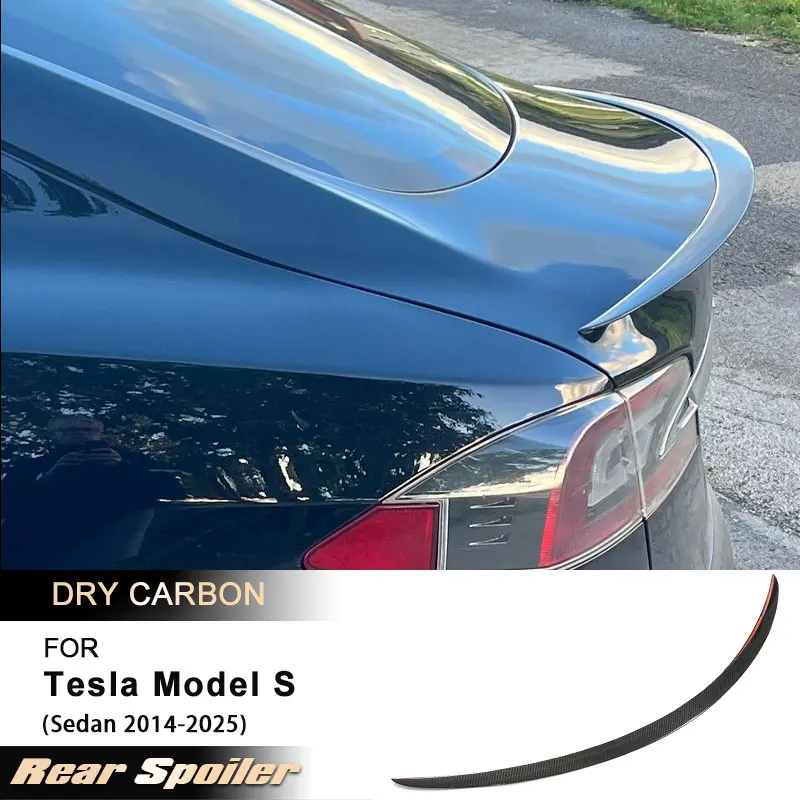 

Car Rear Trunk Boot Lip Wing Spoiler For Tesla Model S Sedan 2014-2025 Rear Tail Trunk Spoiler Wing Lip Dry Carbon Fiber