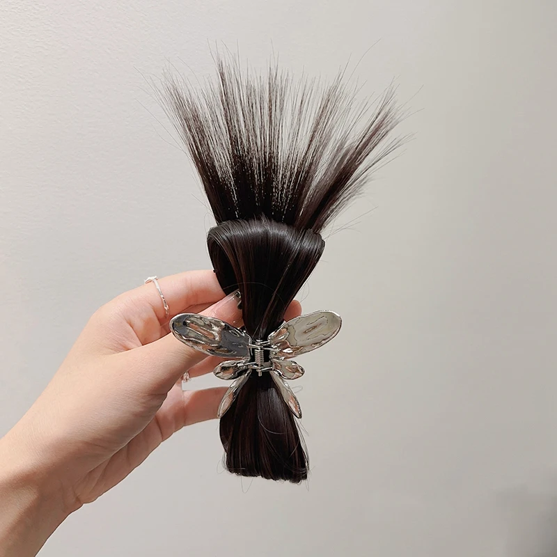 Sweet Metal Butterfly Hair Clip Claws Half-Tied Feather Shuttlecock Headdress Grab Clip Hot Girl Hair Clip Wig Accessories