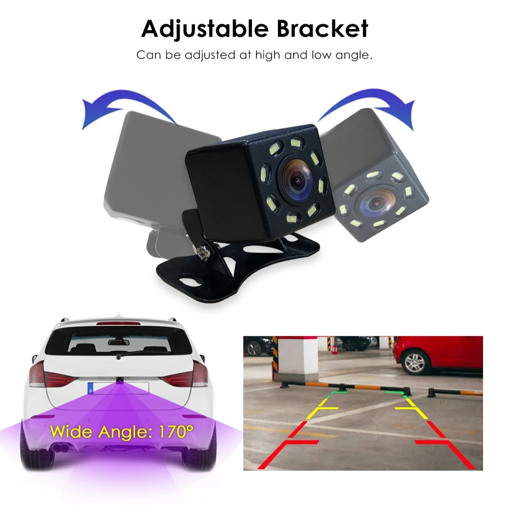 Car Rear View Camera Night Vision Reversing Auto Parking Camera CCD Waterproof LED Auto Backup Monitor 170 Degree HD Video