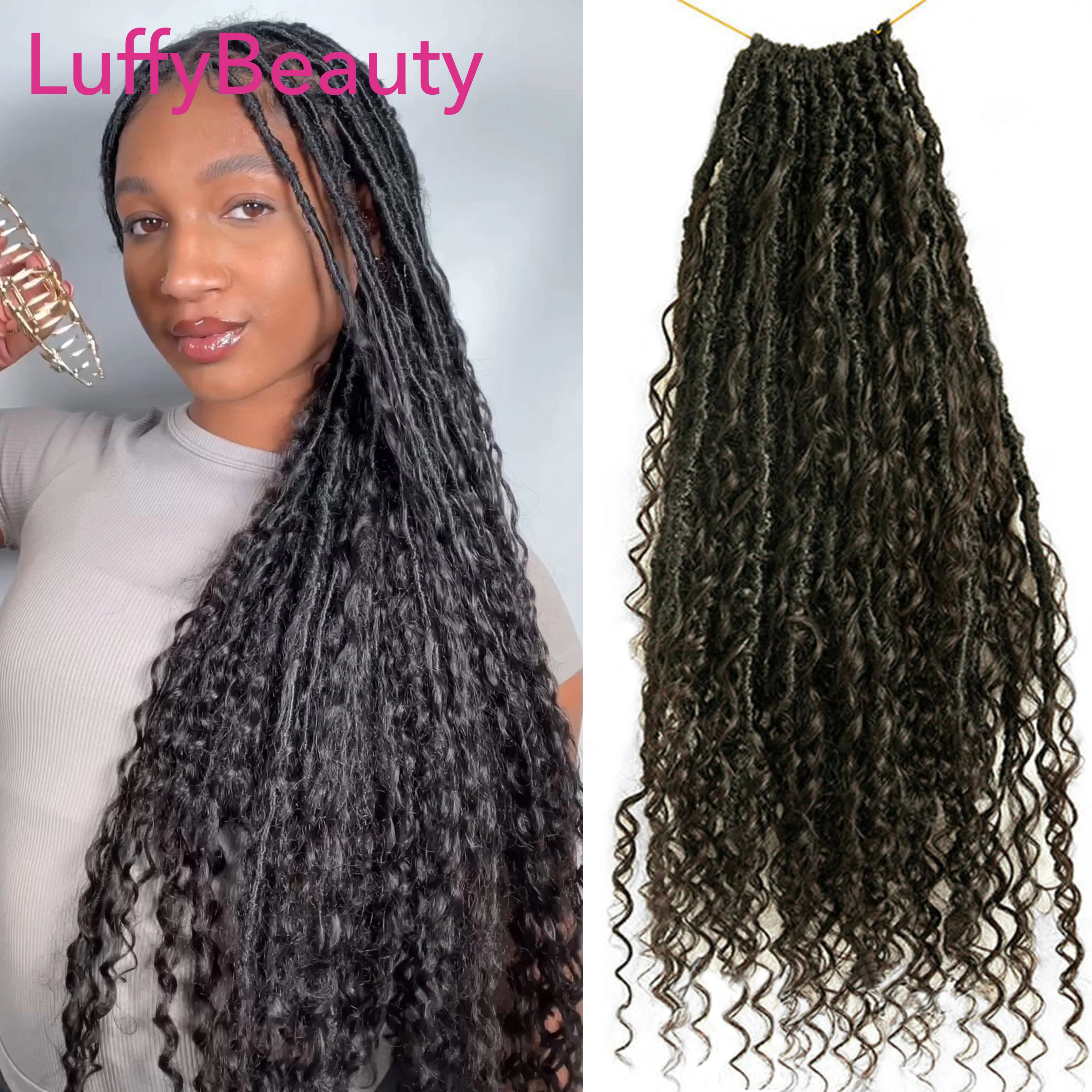 

Human Hair Pre Looped Crochet Boho Locs Braiding Hair Curls Crochet Boho Dreadlocks Human Hair Curly Ends Hair Extensions