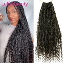 Extensiones de cabello humano para mujer, rizos de cabello trenzado de ganchillo, estilo bohemio, rastas