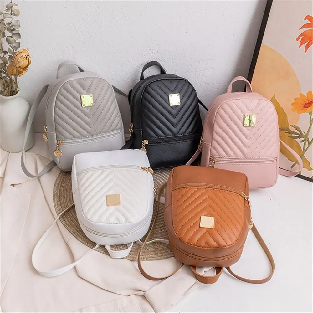 Fashion PU Leather School Bags Shoulder Bags Small Backpack Women Diamond Grids Bag Casual Rucksack Casual Bag