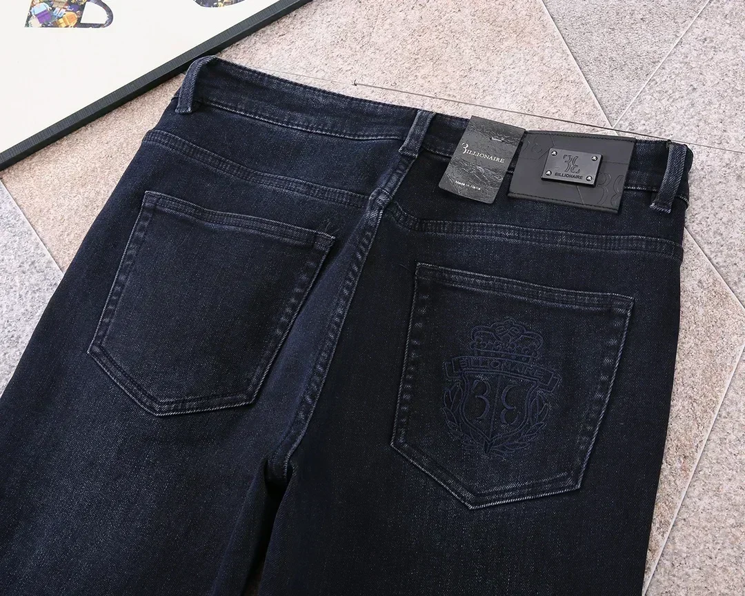 

BILLIONAIRE BLSK CPRT Jeans Thick Cotton Men 2025 Autumn Winter new embroidery middle-waisted business Big size 29-42 Long Pants