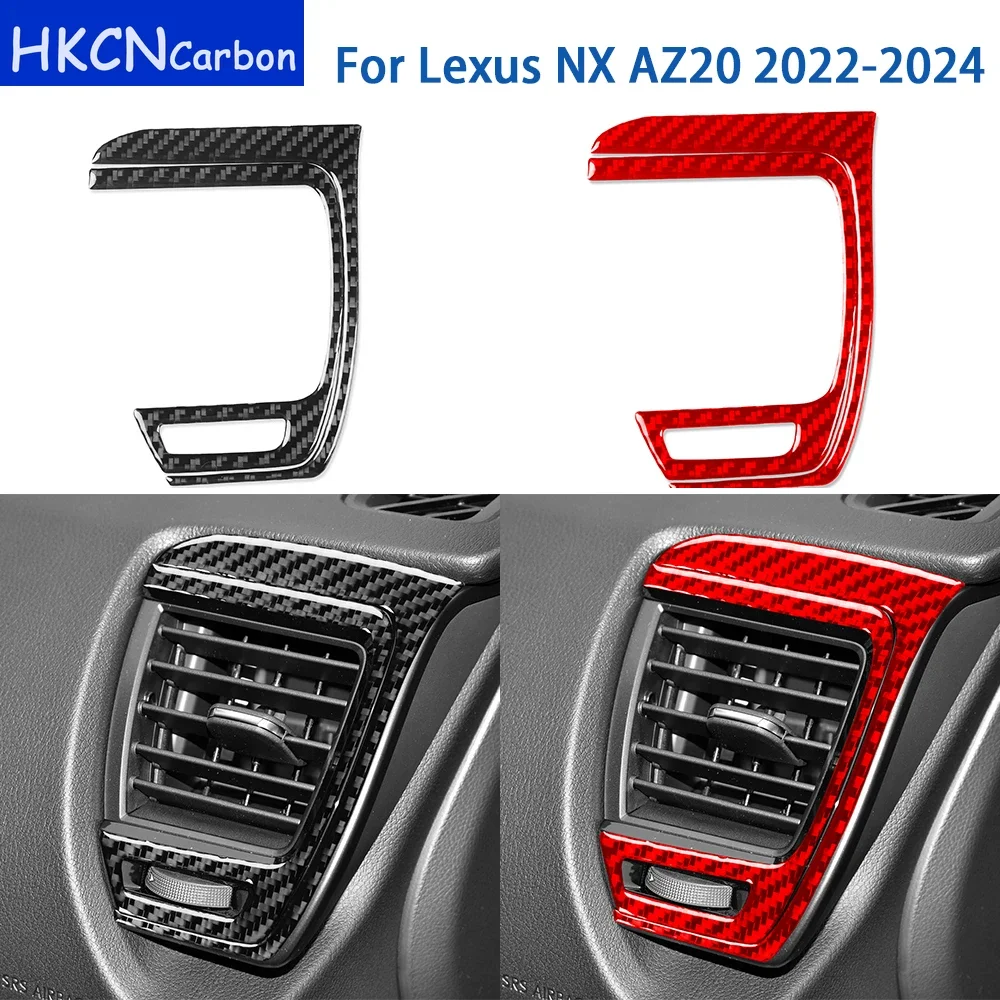 

For Lexus NX AZ20 2022-2024 Accessories Real Soft Carbon Fiber Car Interior Co-pilot Air Vent Outlet Panel Cover Trim Sticker