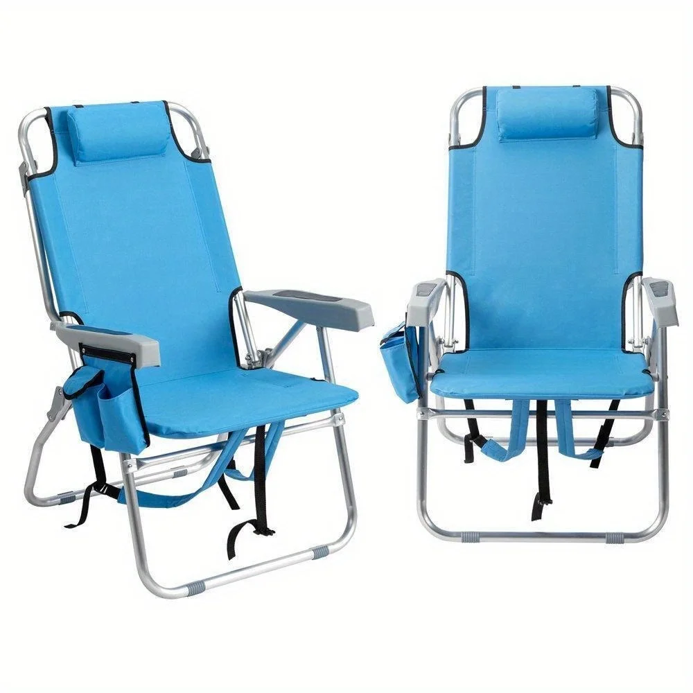 

2 Pack Folding Tall Backpack Beach Chair Camping Chair Backpack Reclining