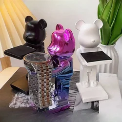 Aesthetic Bear Watch Display Rack Holder Plating Bear Statue Figurine Watch Storage Shelf Support Decoration Desk Accessories