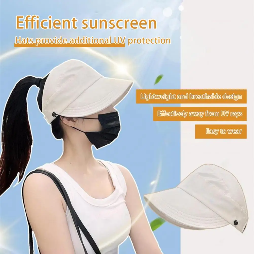 4Pcs Women Sun Visor Hat UV Breathable Foldable Wide Brim Hat Quick Drying Summer Outdoor Hollow Top Peaked Hat