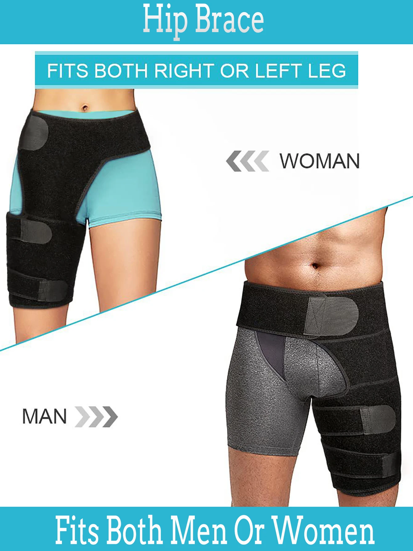 Hip Brace Thigh Compression Sleeve Compression Support Wrap, Pulled Thigh,, Groin Injury, Hip Brace for Sciatica Nerve