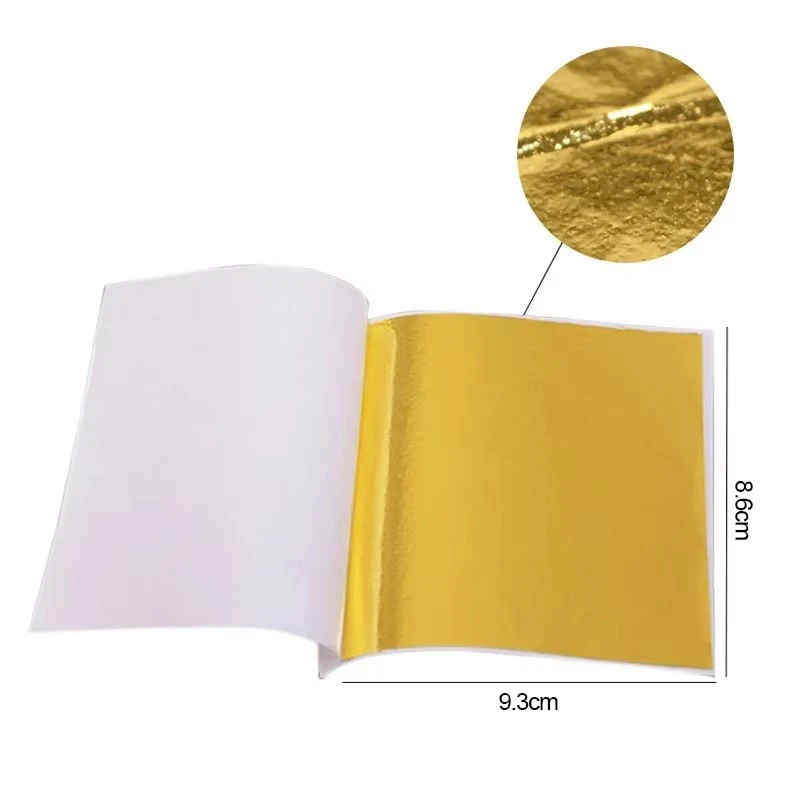 100PCS Set Gold Foil Decorative Paper 9.3X8.6CM DIY Handmade Sticker Gold Foil Paper Painting Handmade Birthday Cake Decoration