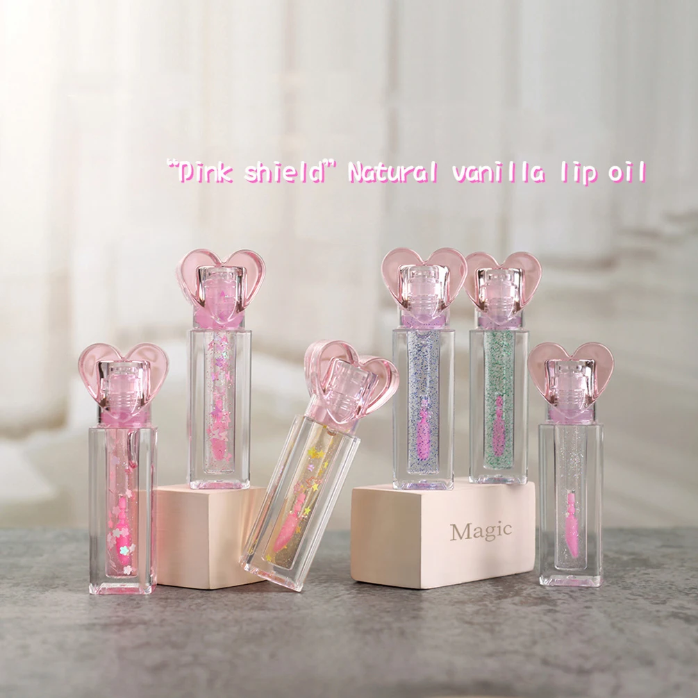 Small Pink Shield Color Changing Lip Oil Custom Logo Moisturizing Pearlescent Long-lasting Private Label Makeup Wholesale Vegan