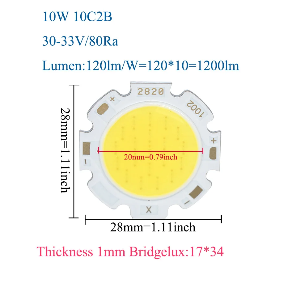 Imagem -06 - Chip de Diodo Emissor de Luz Led Chip Kralen Cob 3w 5w 7w 10w 2828 Cri80 Quente Natural Lâmpada Led Wit Voor 10 Pcs