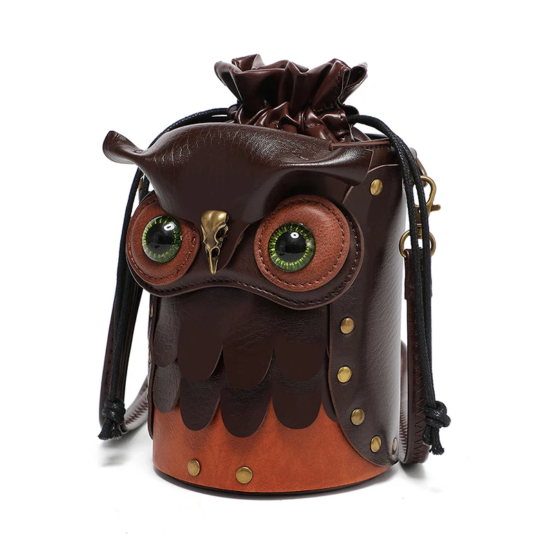 Steampunk Owl Bag for Women Cute Vintage Wallet Gothic Shoulder Porter Pack Halloween Medieval Viking Pirates Side Crossbody Bag