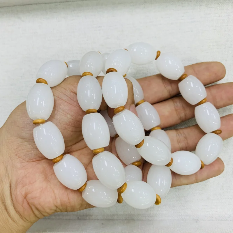 Golden Silk Men'S Sheep Fat White Jade Single Circle Bracelet Fashion Versa