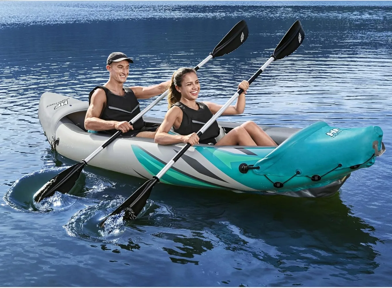 Hydro Force Inflatable Kayak Set | Includes Seat, Paddle, Hand Pump, Storage Carry Bag | Great for Adults, Kids and Families