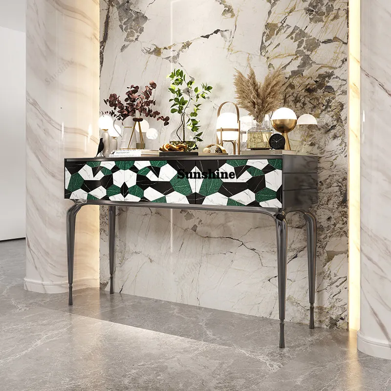 

Italian light luxury entrance corridor marble decorative cabinet