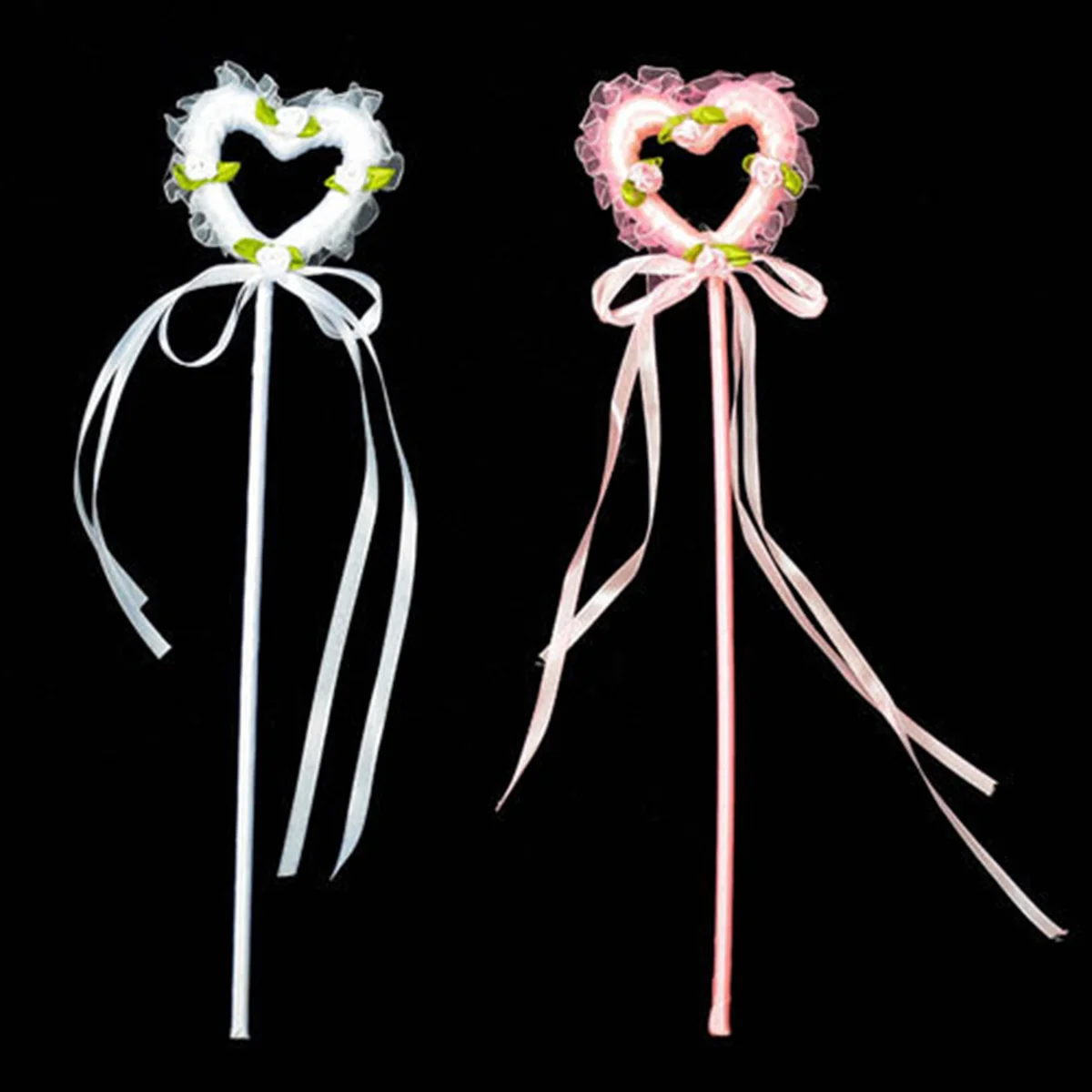 ハートワンド 37X8X2Cm ホワイト軽量布妖精の杖子供のための女の子の誕生日パーティークリスマスハロウィンプリンセスコスチューム役割