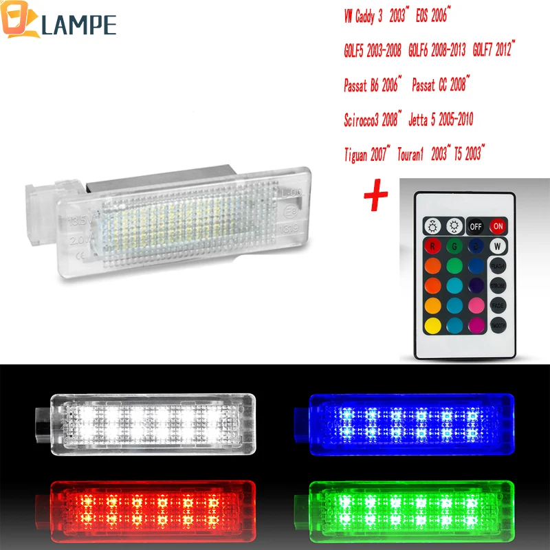 

RGB светодиодный светильник для ног, багажное отделение, бардачок, лампа с дистанционным управлением для VW Caddy 3 Passat B6 B7 CC Golf 5 6 7 Jetta