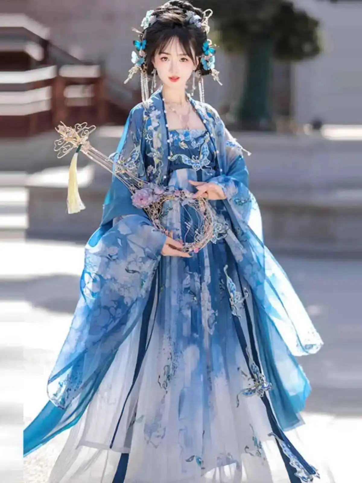 Weiyang Palace [belleza del plato de porcelana] industria pesada bordado hasta el pecho inmortal Qi Hezi Falda plisada dinastía Tang Hanfu