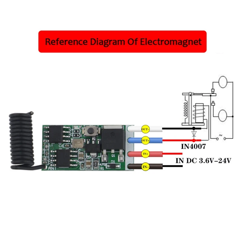 Hot 433Mhz DC 3.6V 12V 24V 1CH LED Lamp Controller Micro-Receiver Relay Wireless RF Remote Control Switch Power Transmitter