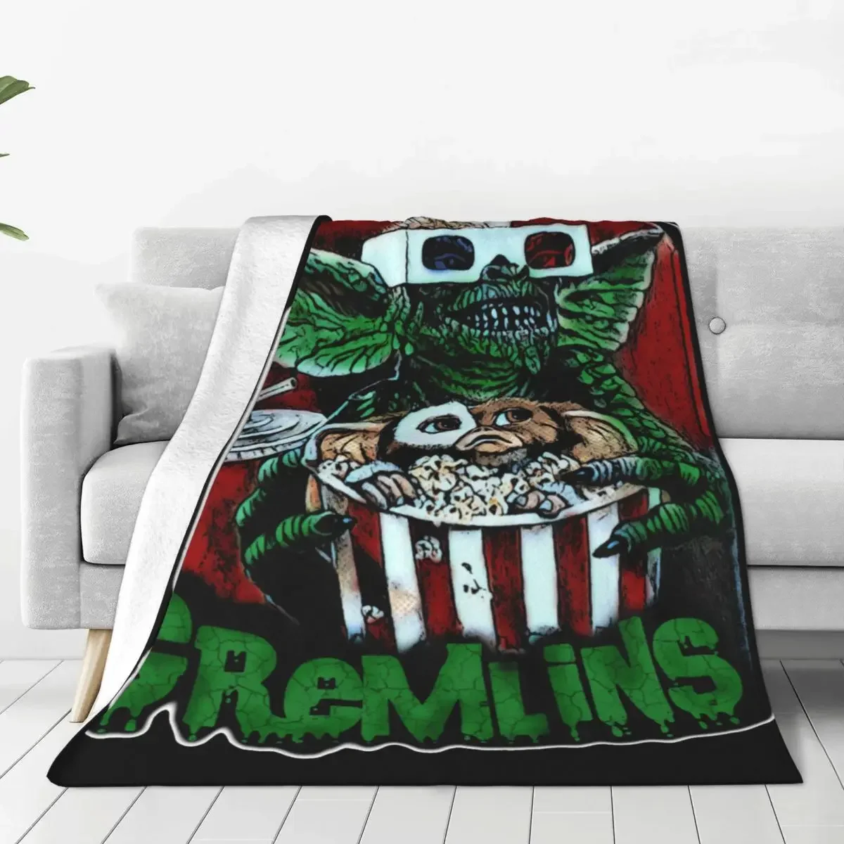 Gremlins Gizmo 80s Movie Mogwai Monster Horror Retro Blankets Flannel Ultra-Soft Throw Blankets for Bedroom Sofa Bed Rug