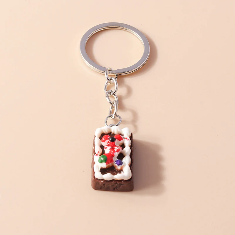 Cute Resin Simulation Food Keychain Cookies Chocolate Key Ring for Car Key Holder Handbag Pendant DIY Jewelry Gifts