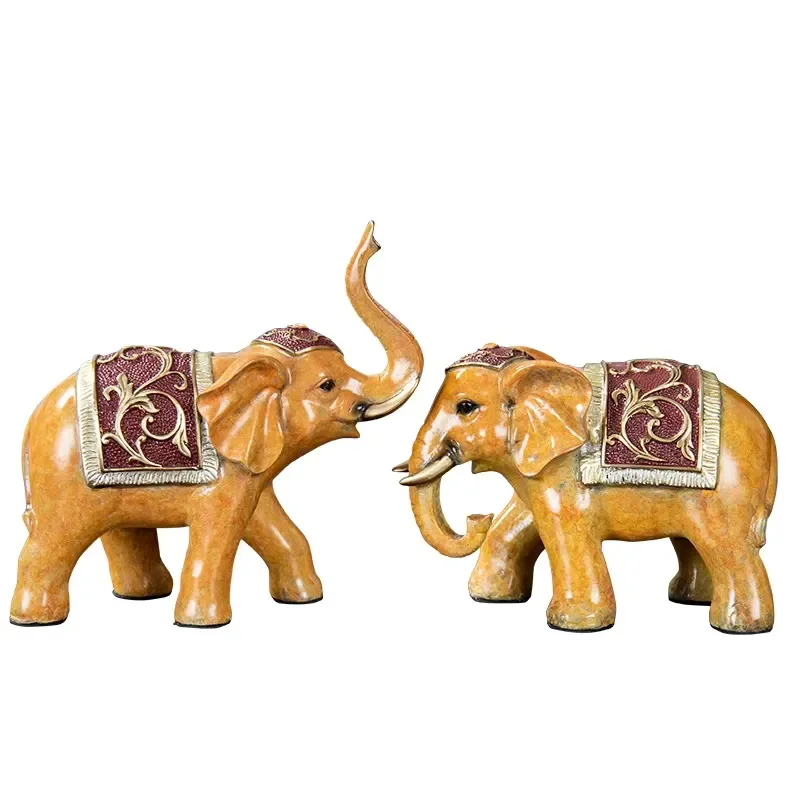 Hand Painted Resin Buddhist Elephant Statue Auspicious Home Decor New Year Gift Lucky Animal Ornament High End Decoration