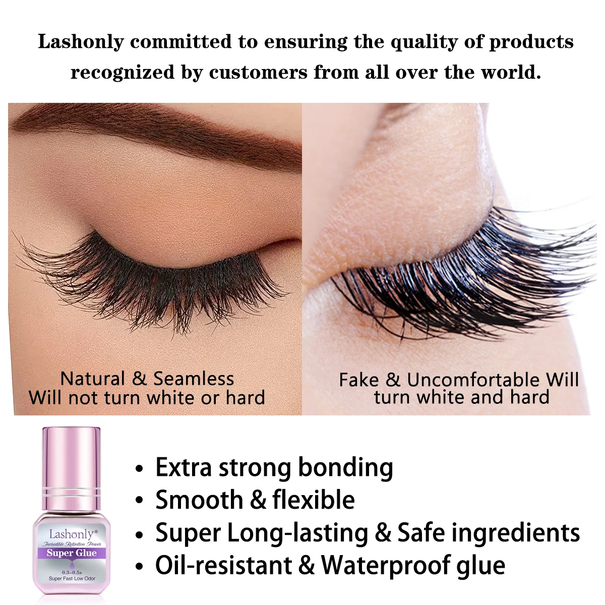 Lashonly-Colle à séchage rapide pour les cils, imperméable, longue durée, sans odeur, outil d'extension de cils, vente en gros, 0.3s-0.5s