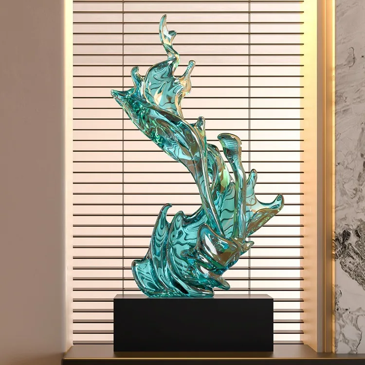 

Yibeizi Transparent Wave Sculpture Modern Entrance Fengsheng Shui Ornament Light Luxury High-end Lucky Living Room Ornament