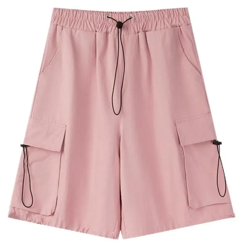 Women High Waist Cargo Shorts American Style Streetwear Summer Wide Leg Pants Fashion Female Big Pocket Loose Shorts
