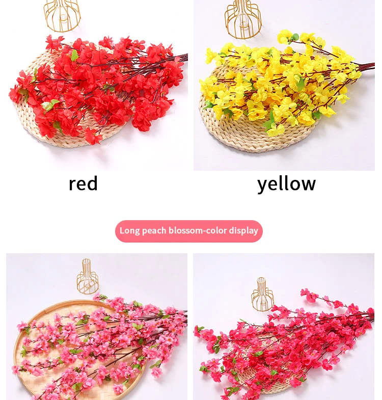 1/3/5 stücke Künstliche Pfirsichblüte Zweig Frühling Pflaume Kirschblüte Seidenblume Baum Dekoration Hause Hochzeit DIY Dekoration – Detail 5