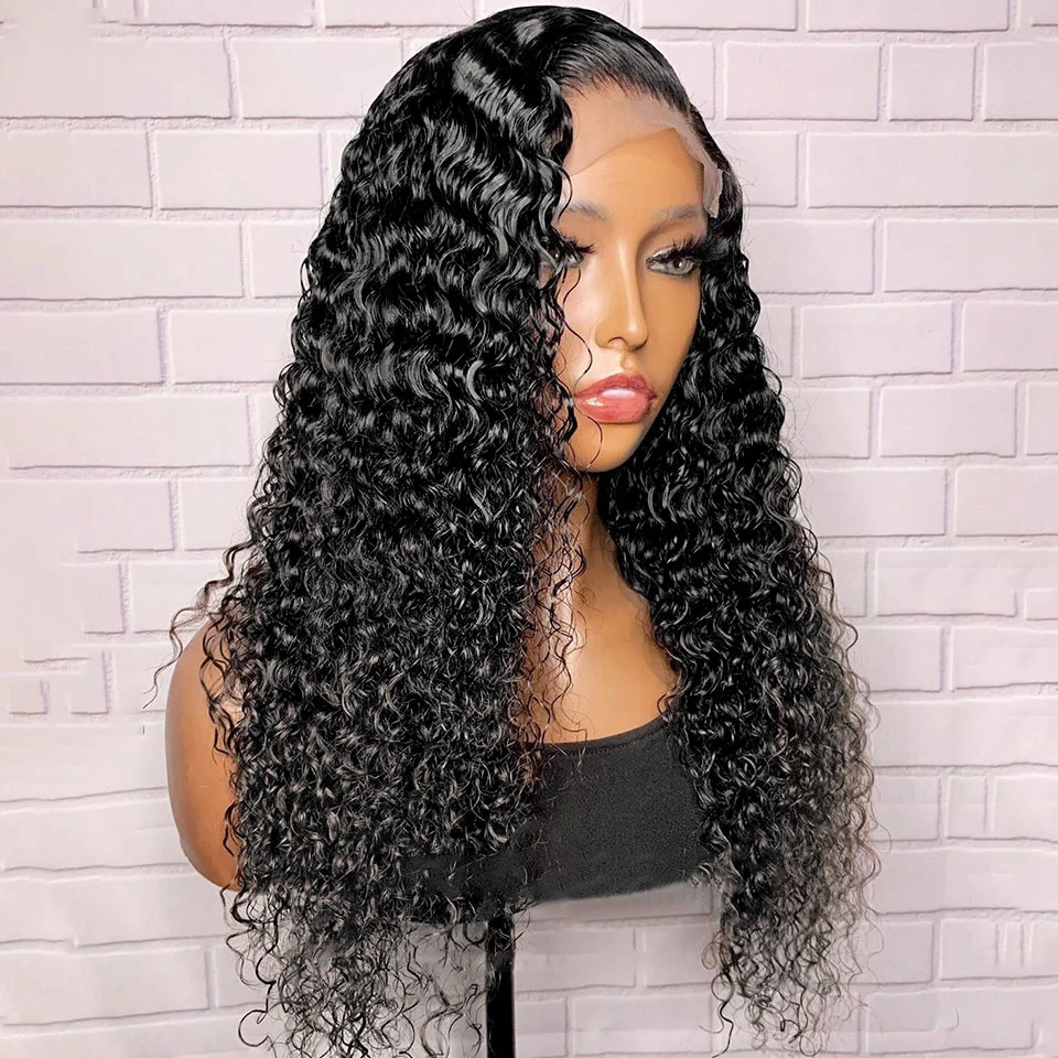 Soft 180Density 26Inch Preplucked Natural Black Kinky Curly Long Deep Lace Front Wig For Women With Baby Hair Glueless Daily