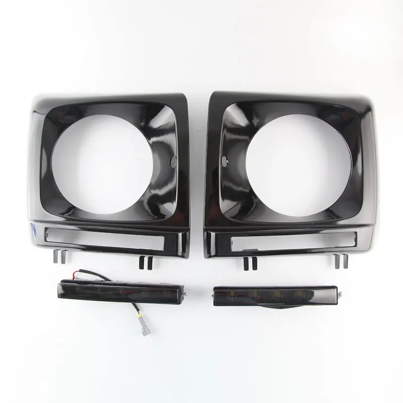 1 Set For Mercedes Benz G500 G55 G63 W463 1990-2016 DRL LED Daytime Running Lights Fog Lamp Cover Black/White Frame